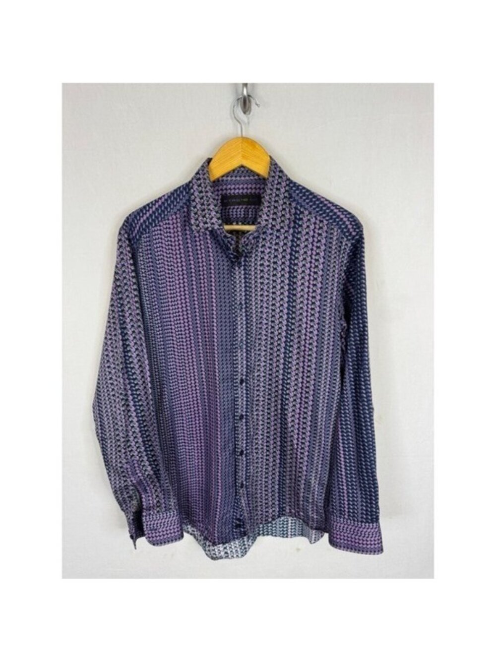 Etro Milano Mens 42 Purple Paisley Cotton Button Down Long Sleeve Shirt Italy